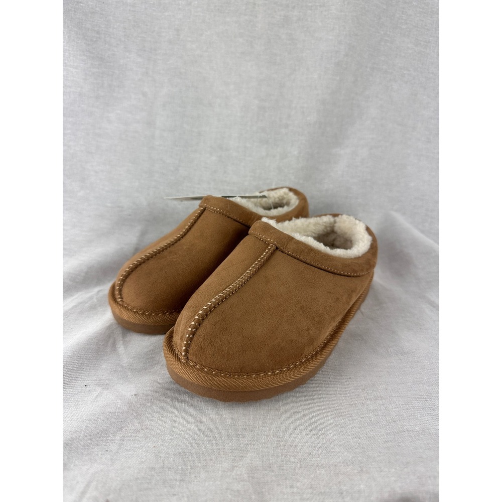 Cat & Jack Jude Brown Faux Suede Faux Fur Lined Slippers Kids Size‎ 11 NEW